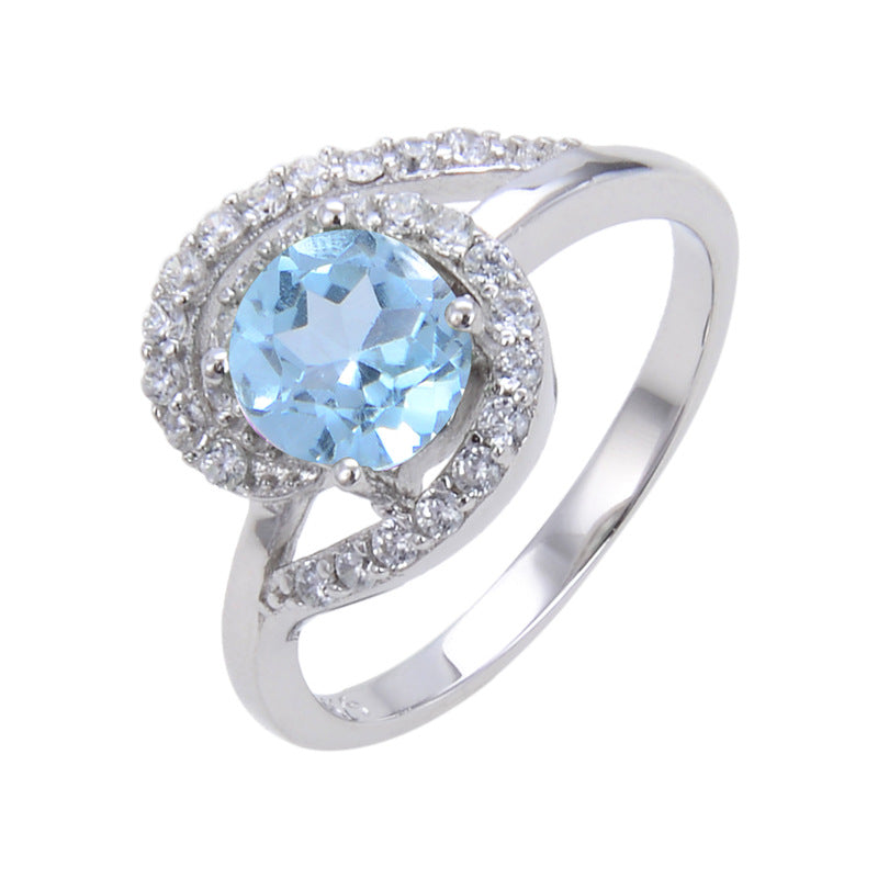 Unique Design Natural Topaz Ring s925Sterling Silver Inlaid Garnet Ring Colorful Gemstone Ring