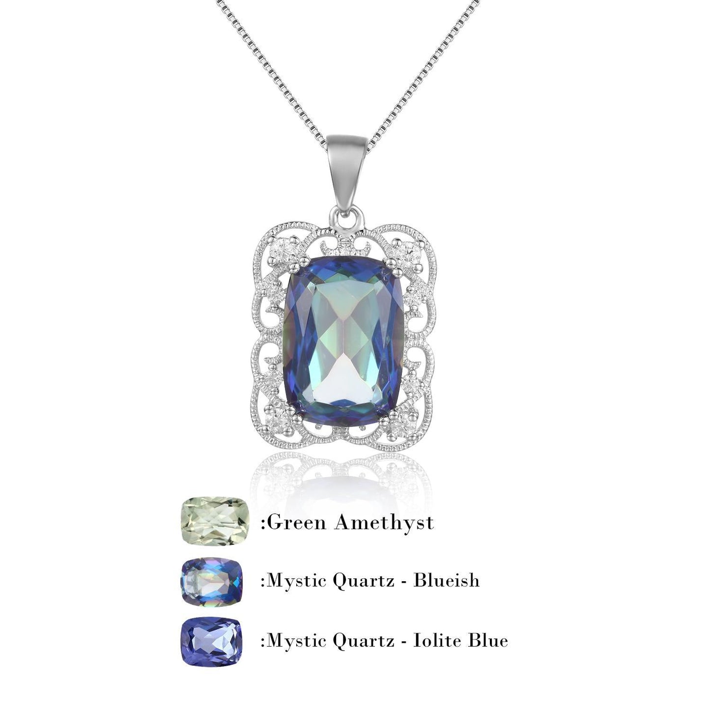 Design Style Luxurious Jewelry Accessories Necklace Pendant Personality s925Sterling Silver Gemstone Inlaid Pendant