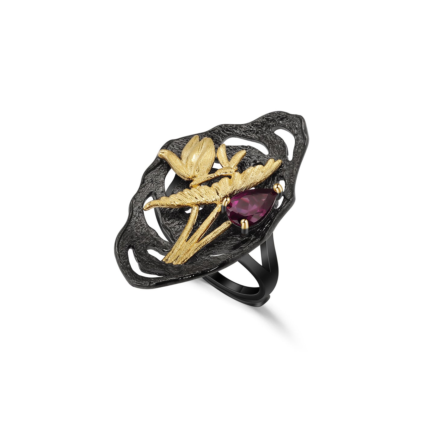 Designer Vintage Style Adjustable Ring with Italian Craftsmanship and High-end Feel925Silver Natural Amethyst Ring