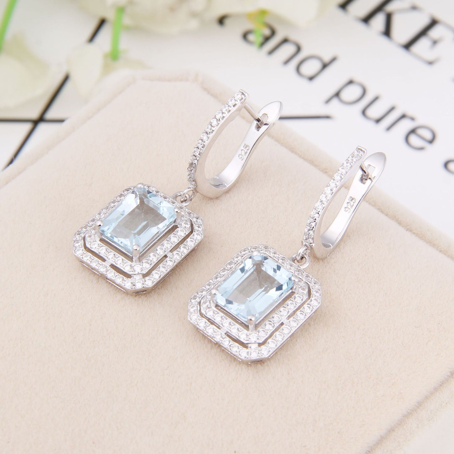 Luxury Fashion Colorful Gem Earrings High-Grade Personality s925Silver Coated Crystal Gemstone Earrings Earrings
