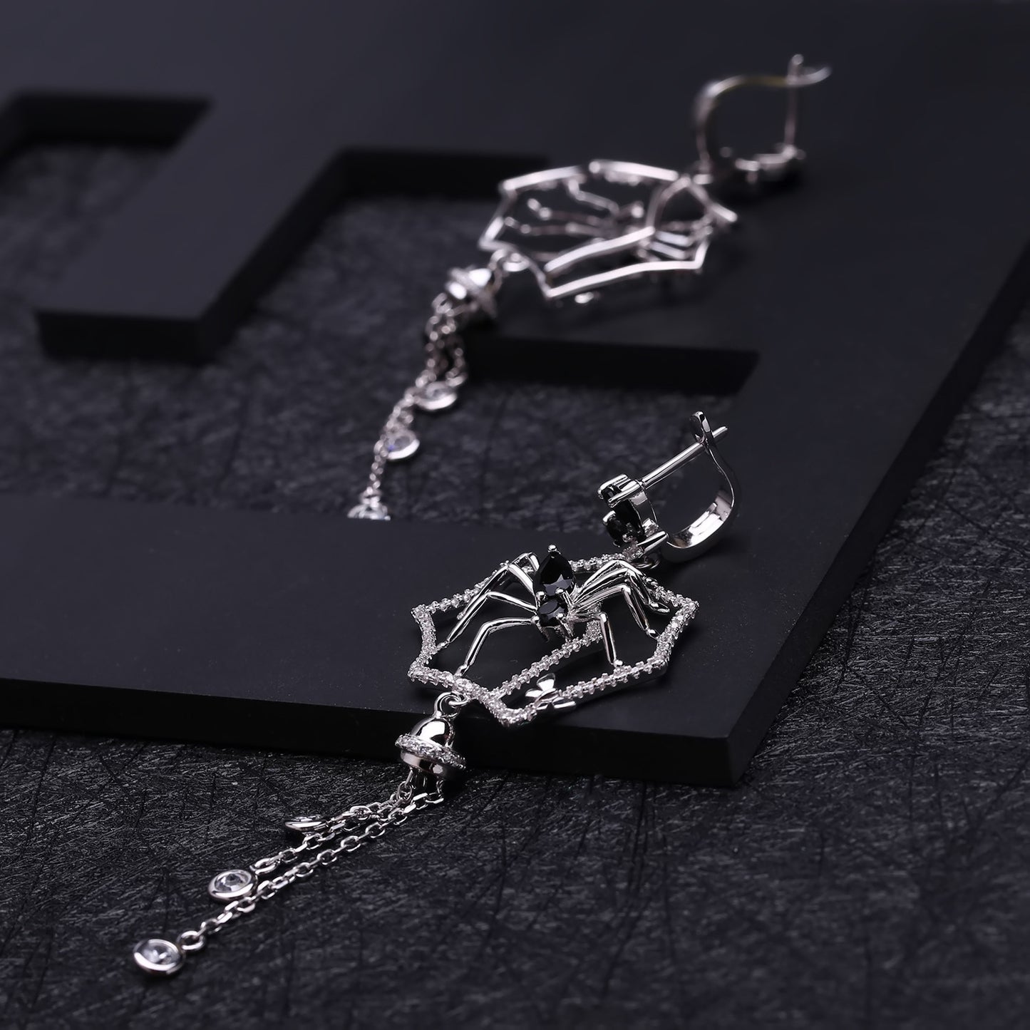 Dark Series Designer Tassel Earrings Spider Series Design s925Silver Inlaid Gemstone Earrings