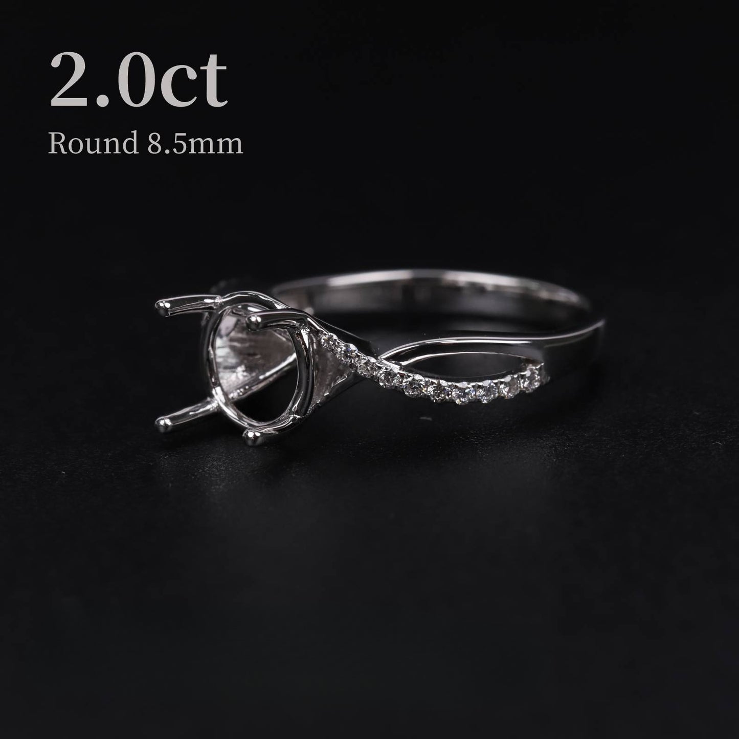 Simple and Elegant Full Body9/10/14/18k Gold Ring Setting Four-Prong Twist Arm Micro-Inlaid Wedding Diamond Ring for Women