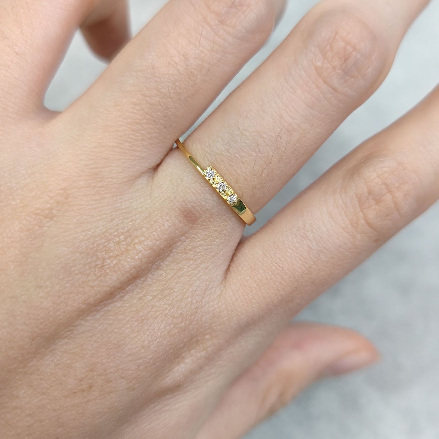 Minimalist Thin Gold Dawn Series Ring s925Sterling Silver Plated18k Gold Inlaid Moissanite Ring Wholesale