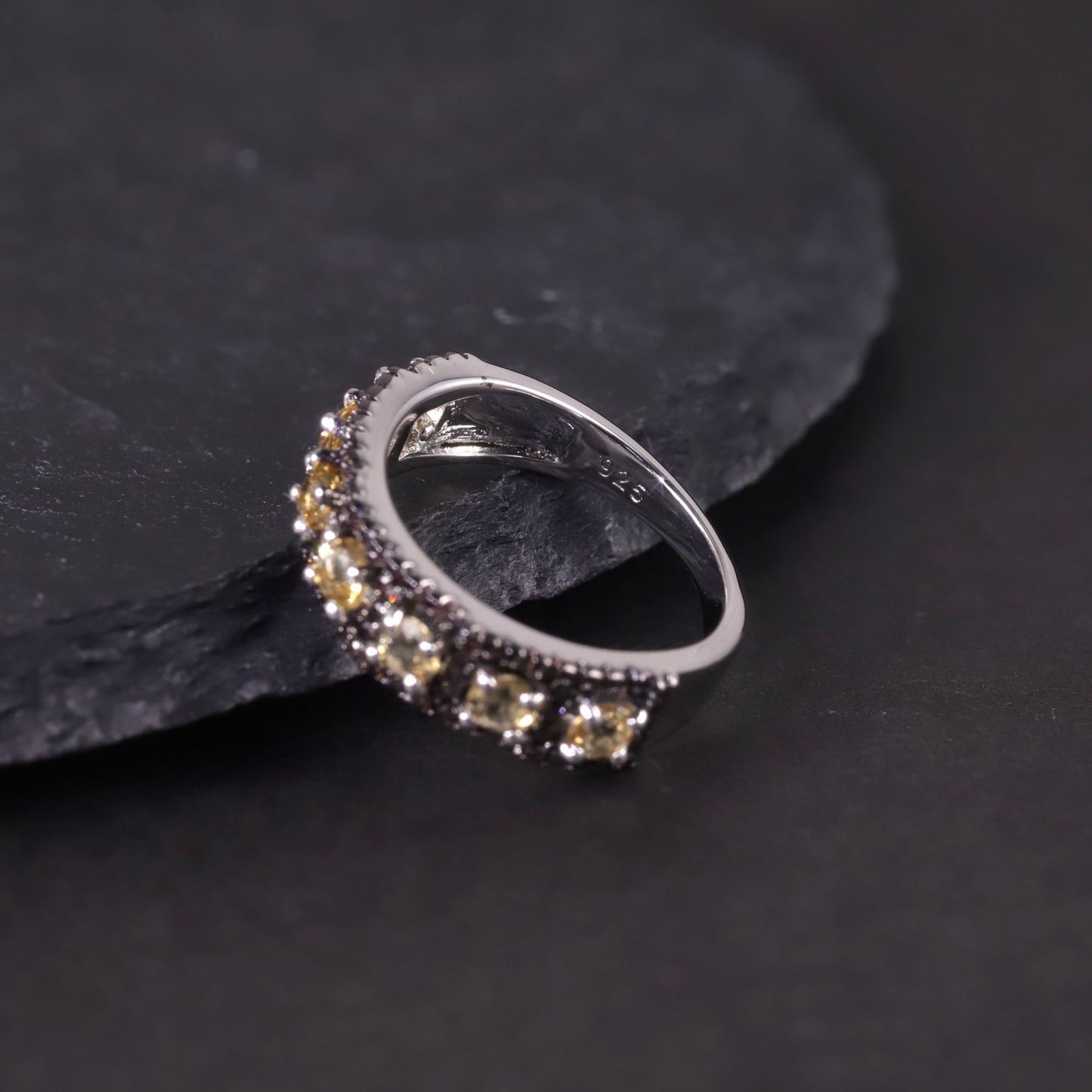 Trendy Natural Topaz Ring s925Sterling Silver Inlaid Crystal Ring Jewelry
