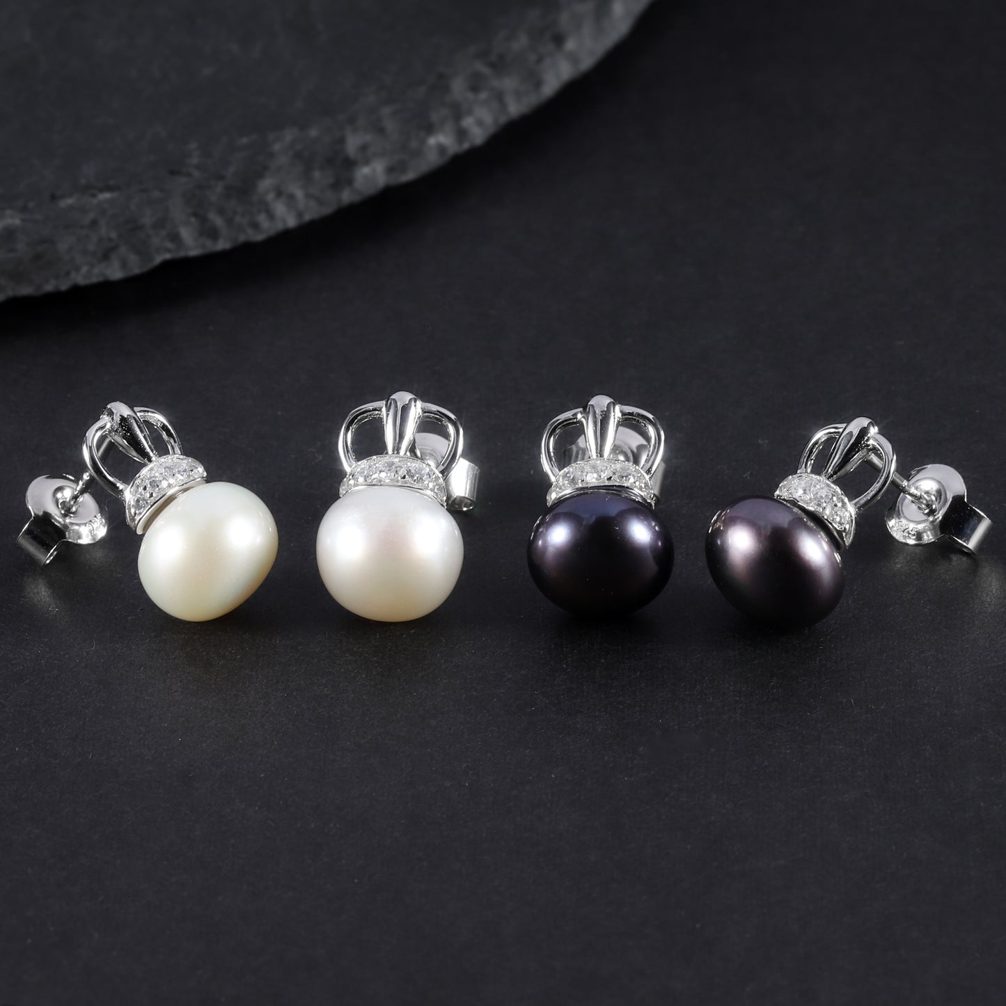 New9mm Natural Freshwater Pearl Ear Studs Women Fashionable and Luxurious Elegance S925Sterling Silver Earrings