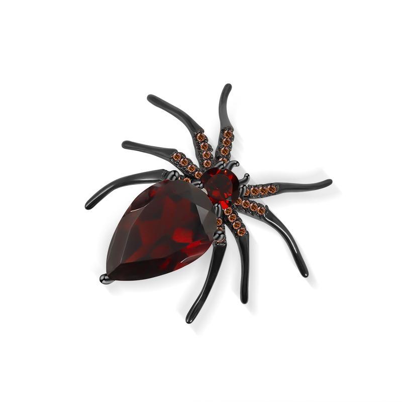 Insect Series Designer High-end Brooch Spider Design s925Sterling Silver Natural Gemstone Topaz Brooch