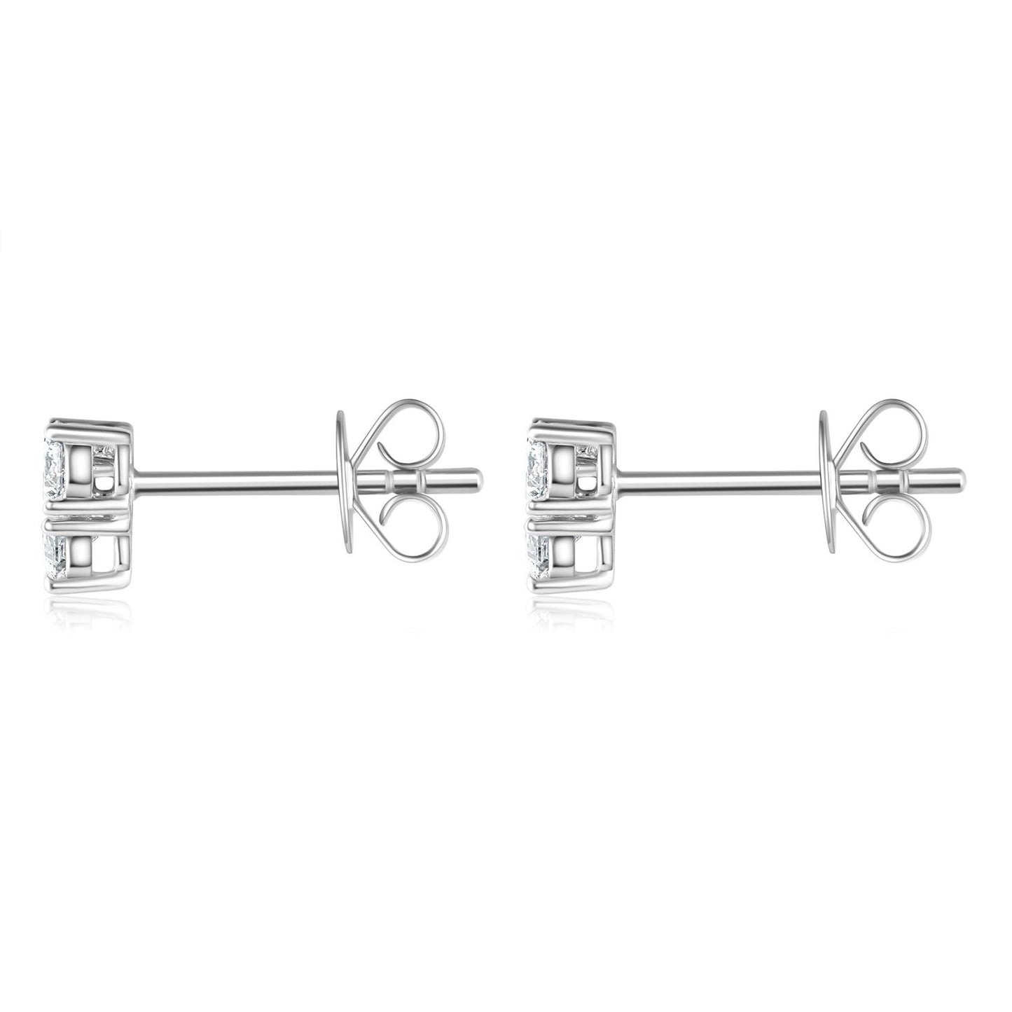 High-End Fashion18k Gold Inlaid Cultivated Diamond Stud Earrings Three Diamond Earrings Au750k Gold Heart-Shaped Earrings