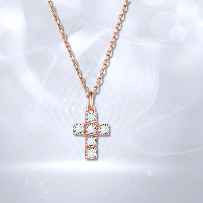 Personality Cross18k Gold Inlaid Cultivated Diamond Necklace Gold Necklace Lucky Series Rose Gold k Gold necklace