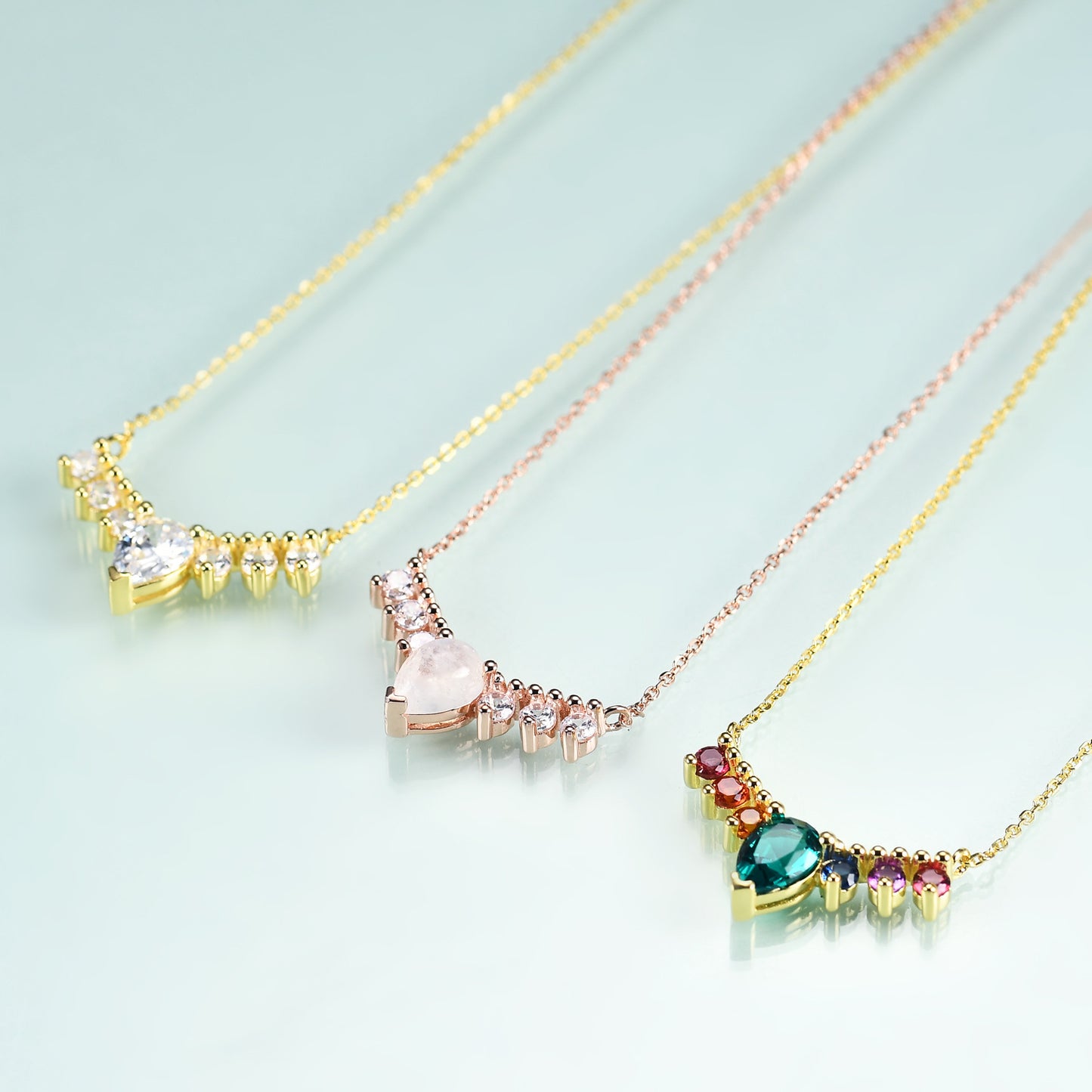 Jewelry S925Sterling Silver Inlaid Gemstone5A Zircon Fashion Light Luxury Elegant Gold Clavicle Chain Necklace Pendant