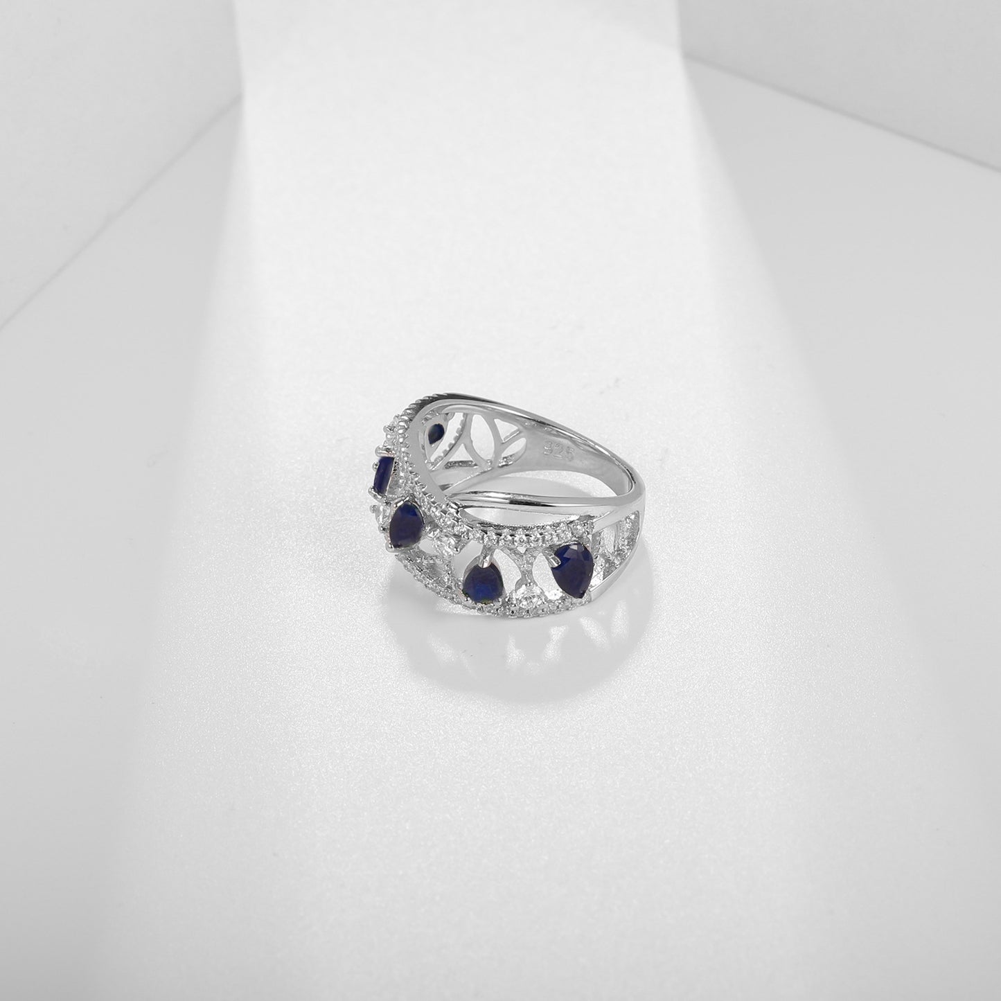 Design Sense Light Luxury High-end Natural Translucent Stone Ring Prosperous Series s925Silver Inlaid Gemstone Ring