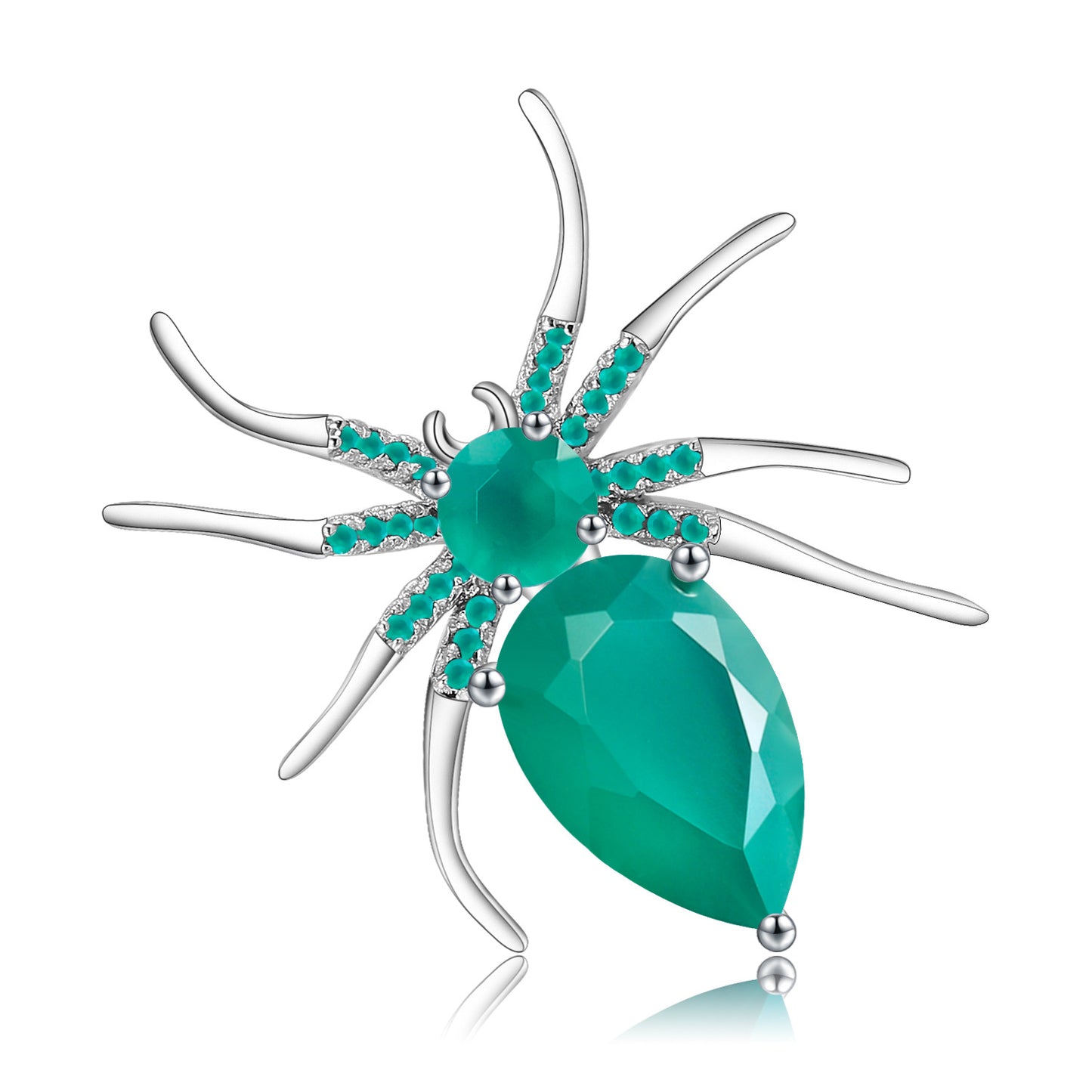 Insect Series Designer High-end Brooch Spider Design s925Sterling Silver Natural Gemstone Topaz Brooch