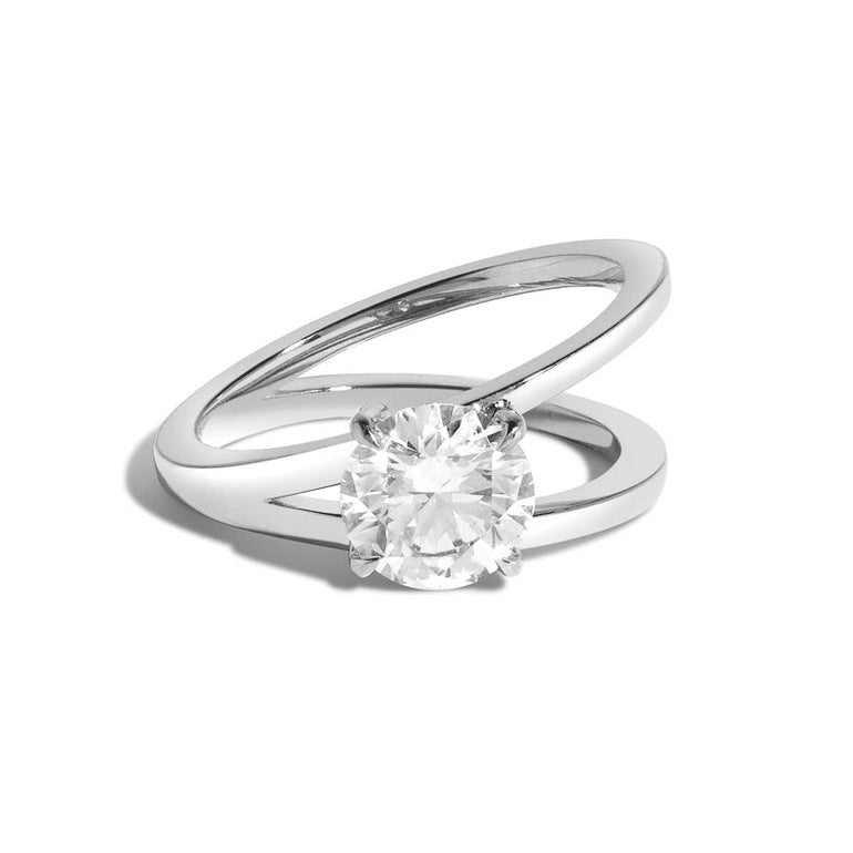 Double Ring Niche High-end s925Sterling Silver Ring Gold Plated1Carat Moissanite Ring