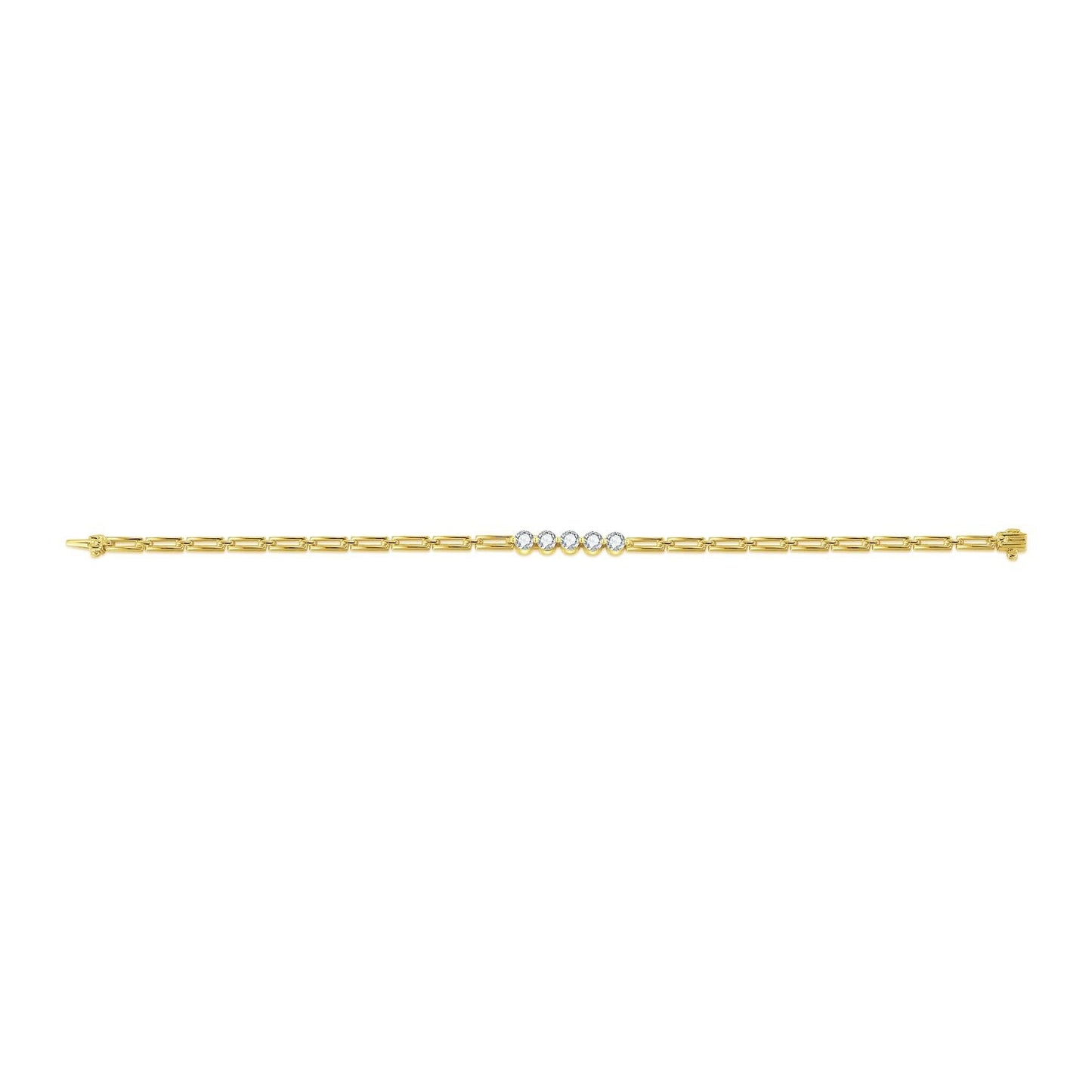 Fashionable and Simple18k Gold Bracelet Inlaid with Cultivated Diamonds Small Diamond Bracelet High-end Jewelry Au750Hollow Bracelet Gold