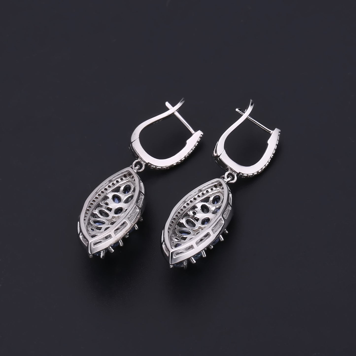 Luxurious Natural Gemstone Earrings Group Inlay Design High-end Sense Personality s925Silver Inlaid Crystal Earrings