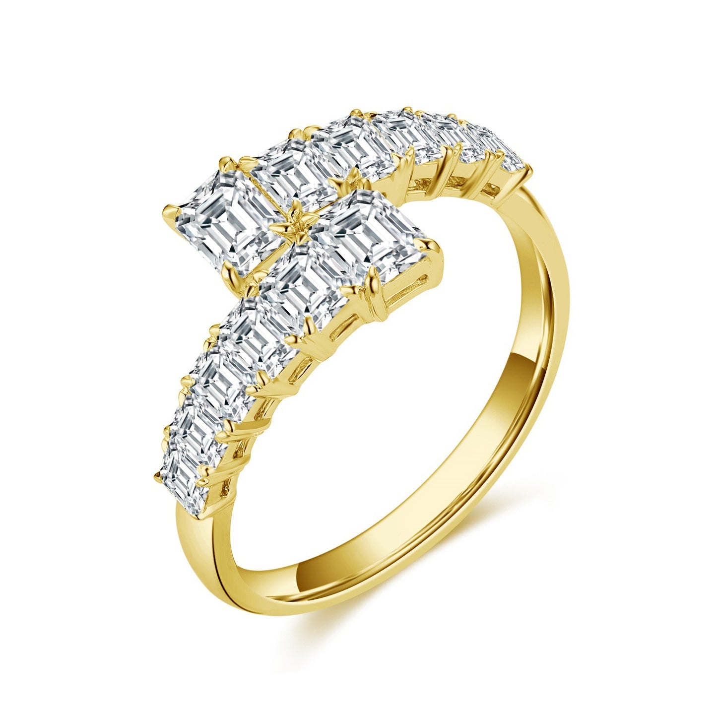 Personality18k Gold Inlaid Cultivated Diamond Ring Adjustable k Gold Ring Asscher Genuine Diamond Adjustable Open Ring Square Diamond