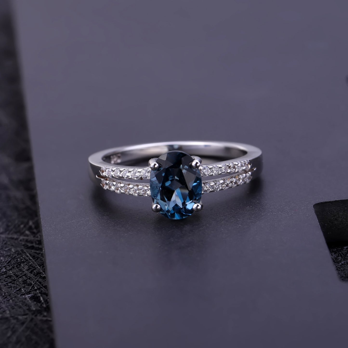 Fashionable Light Luxury Classic Natural Gemstone Ring Spot Direct Supply s925Silver Inlaid Natural Topaz Ring