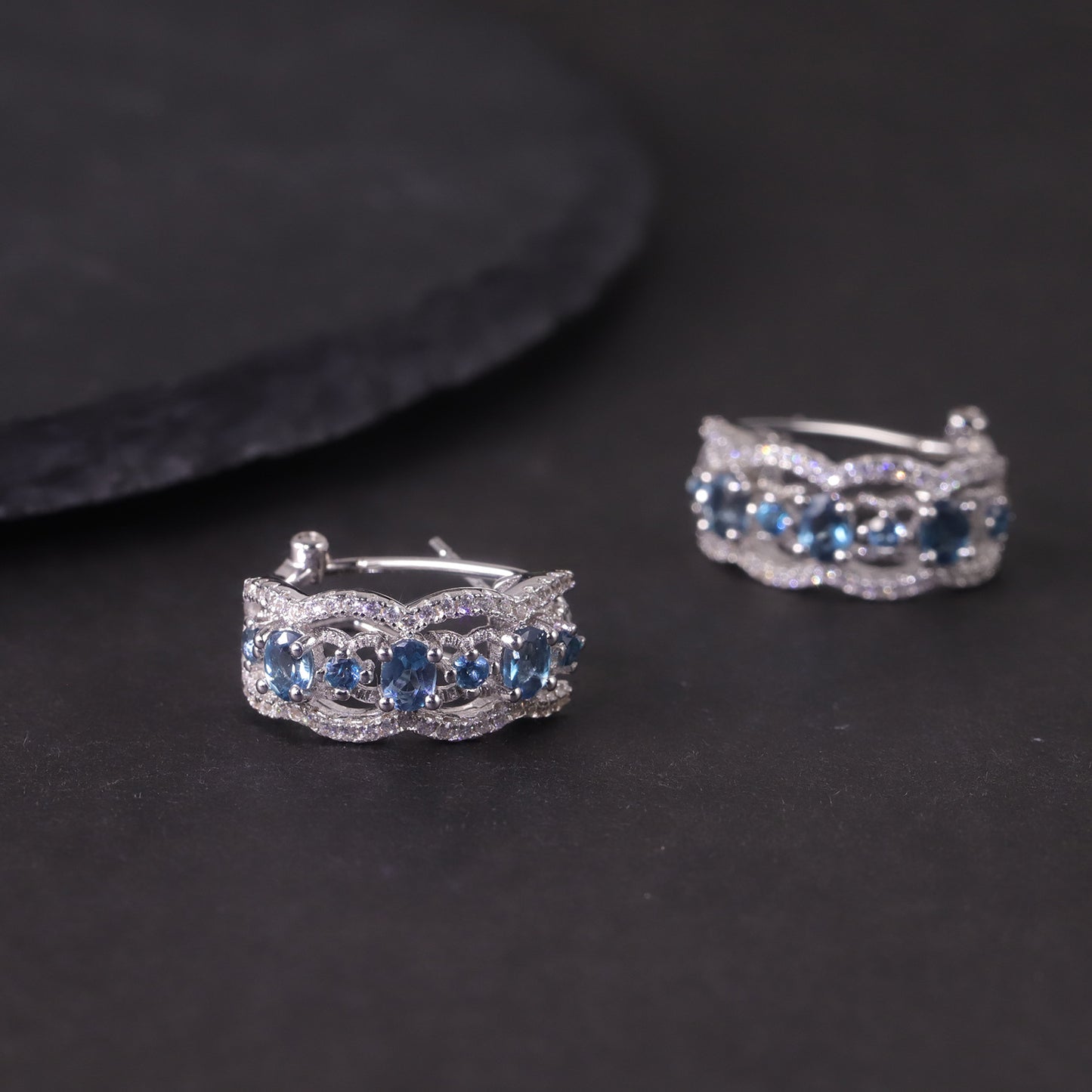 Elegant Natural Topaz Earrings New Cluster Opal Colorful Gemstone Earrings s925Sterling Silver with a High-End Feel