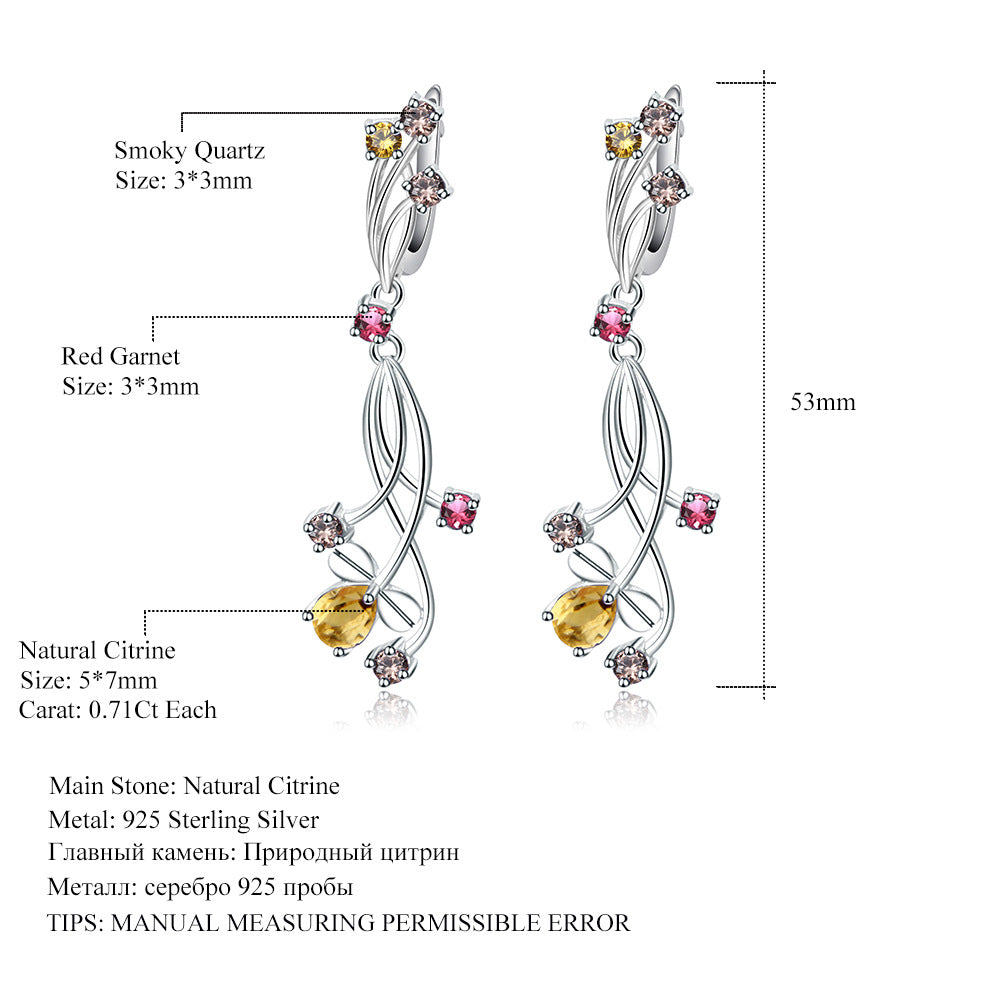 Natural Gemstones925Sterling Silver Earrings Luxury Design Light Luxury Jewelry Accessories Natural Amethyst Earrings Studs Drop Earrings