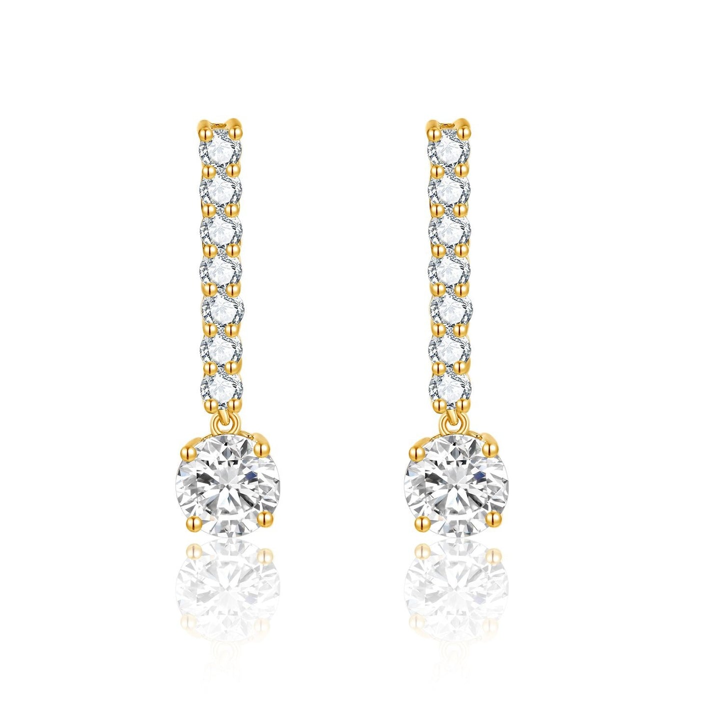 Quality14k Gold Inlaid Cultivated Diamond Earrings0.5Carat Diamond Earrings Medium Long Style k New Style Gold Earrings