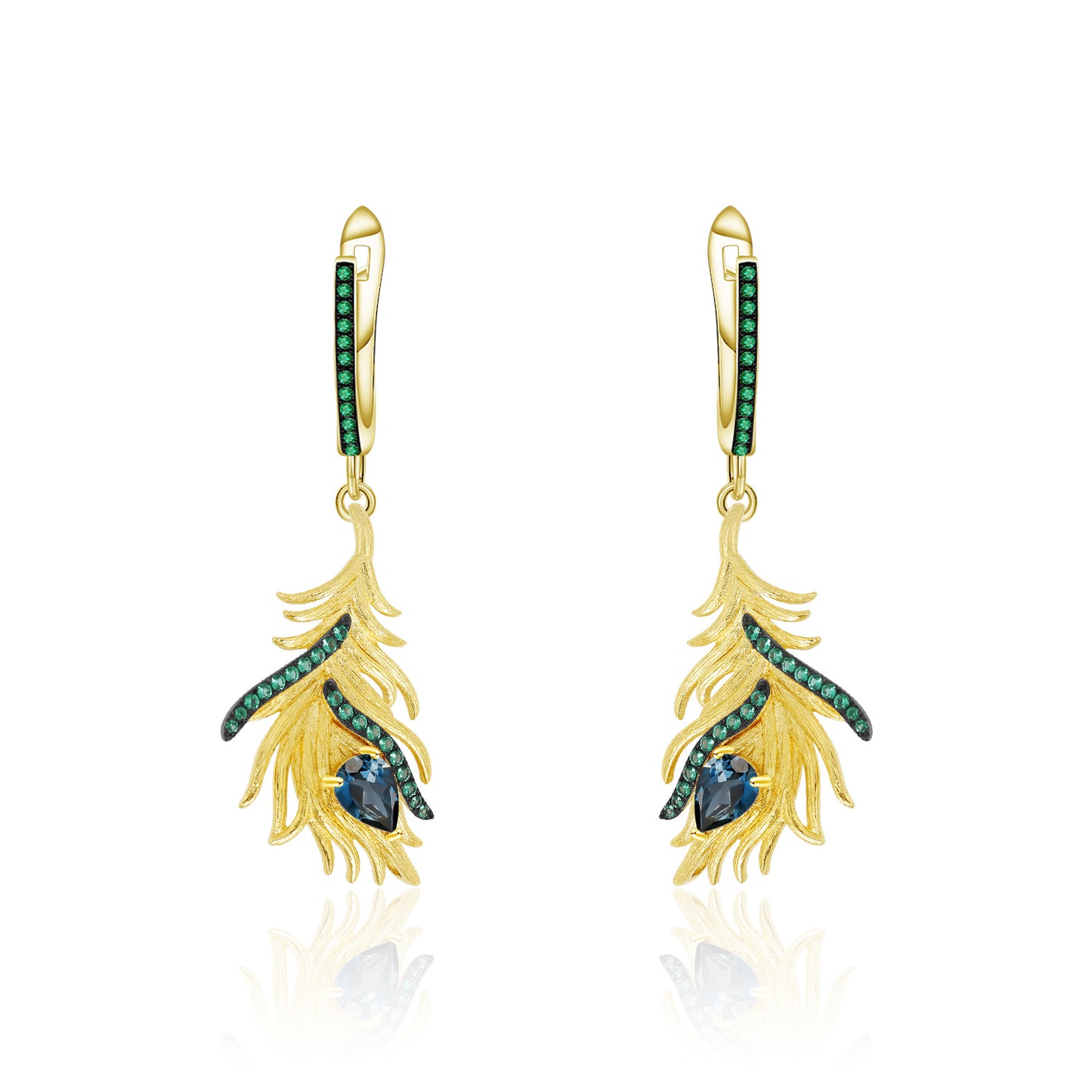 Designer High-End Gemstone Earrings Phoenix Feather Design s925Silver Natural Topaz Earrings Drop Earrings