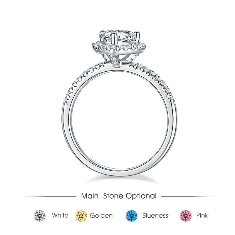 Fashion Heart-Shaped Ring s925Sterling Silver Inlaid1Carat Moissanite Wedding Ring Moissanite Ring