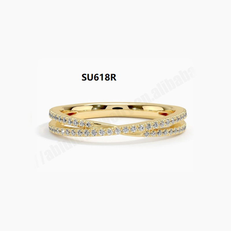 Lightweight Small Ring s925Sterling Silver Moissanite Ring VX Minimalist Layered Ring2024Popular ring