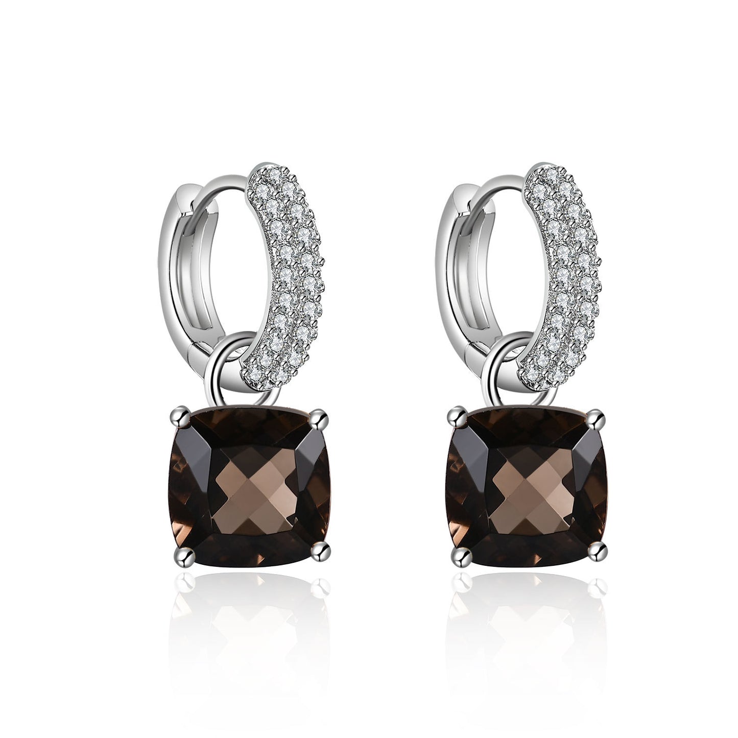 New Luxury Style Fashion Design Natural Citrine Earrings s925Silver Inlaid Colorful Gemstone Stud Earrings