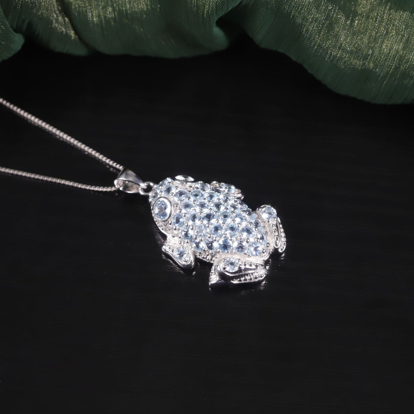 Natural Wind Animal Element Frog Pendant s925Sterling Silver Inlaid Natural Garnet Topaz Necklace Pendant