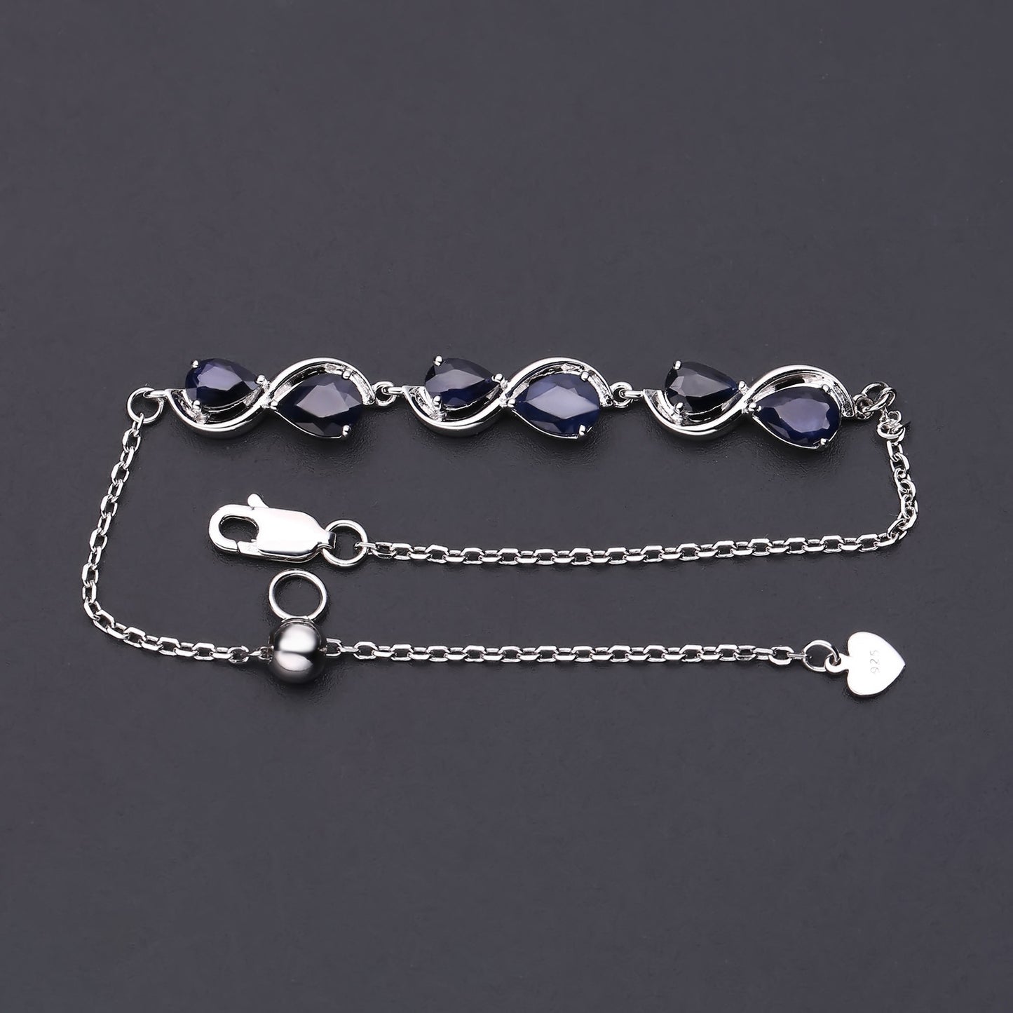 New Design Natural Sapphire Bracelet for Women Elegant s925Sterling Silver Inlaid Garnet Bracelet