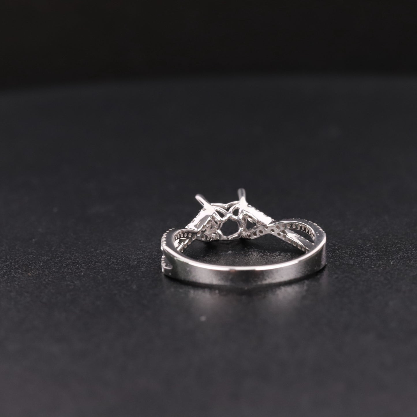 Classic and Simple14-Prong Micro Pave Ring Setting Full Body9/10/14/18k White Gold Diamond Ring Setting