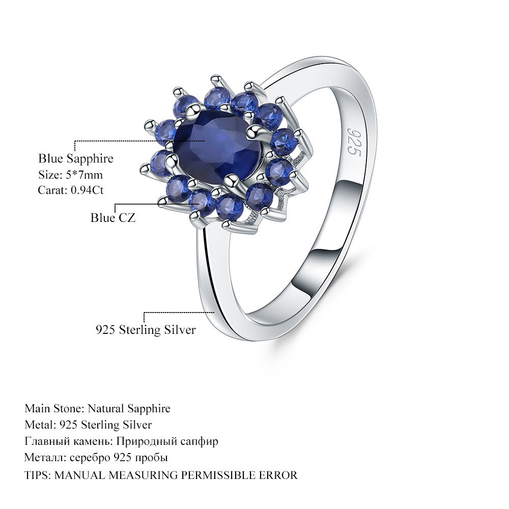Luxurious and Unique Jewelry Set s925Silver Inlaid Gemstone Ring Necklace Earrings Three-Piece Set