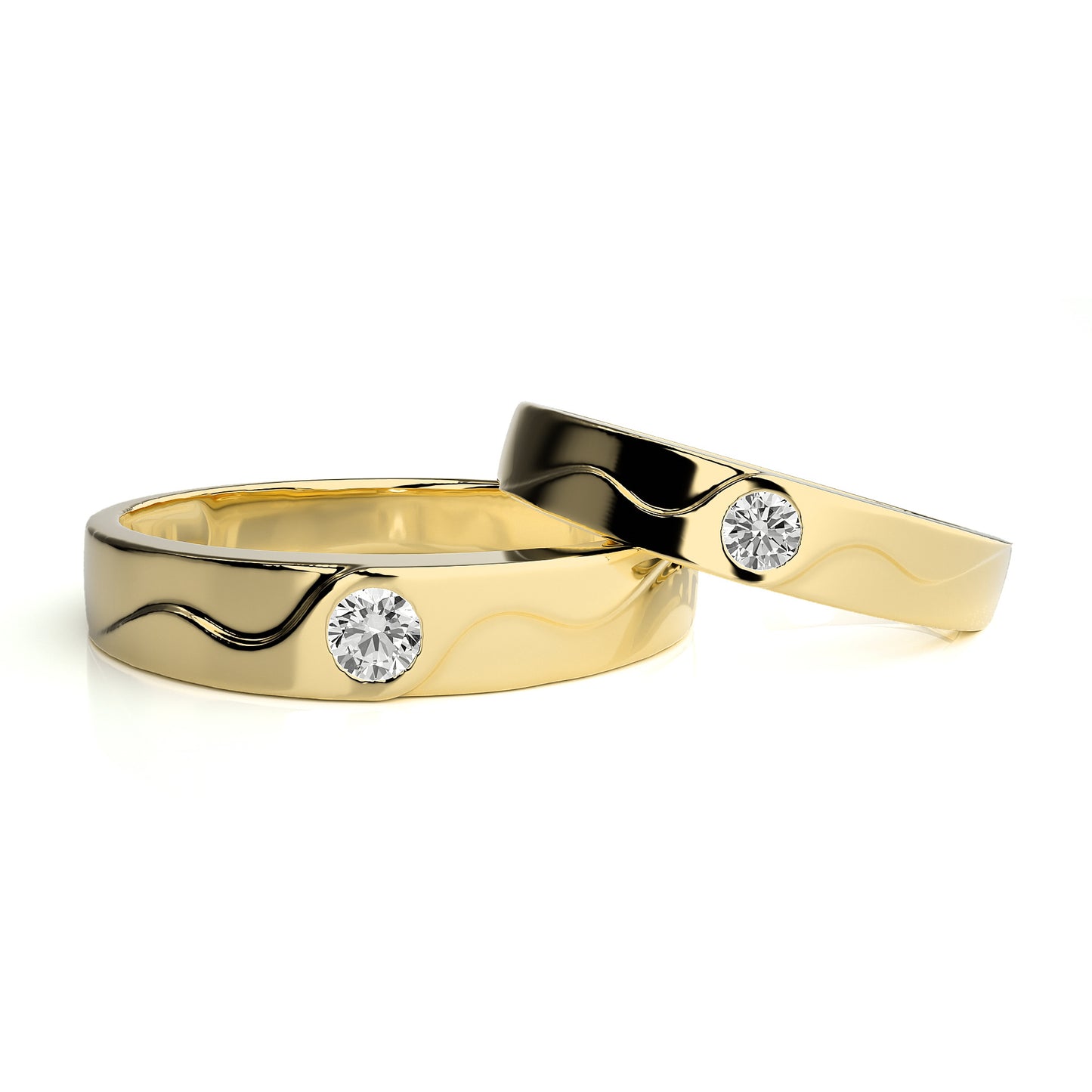 Spring and Summer New Silver Rings Pair s925Silver Inlaid Small Moissanite Round Gold Couple Rings Pure Silver Closed Design