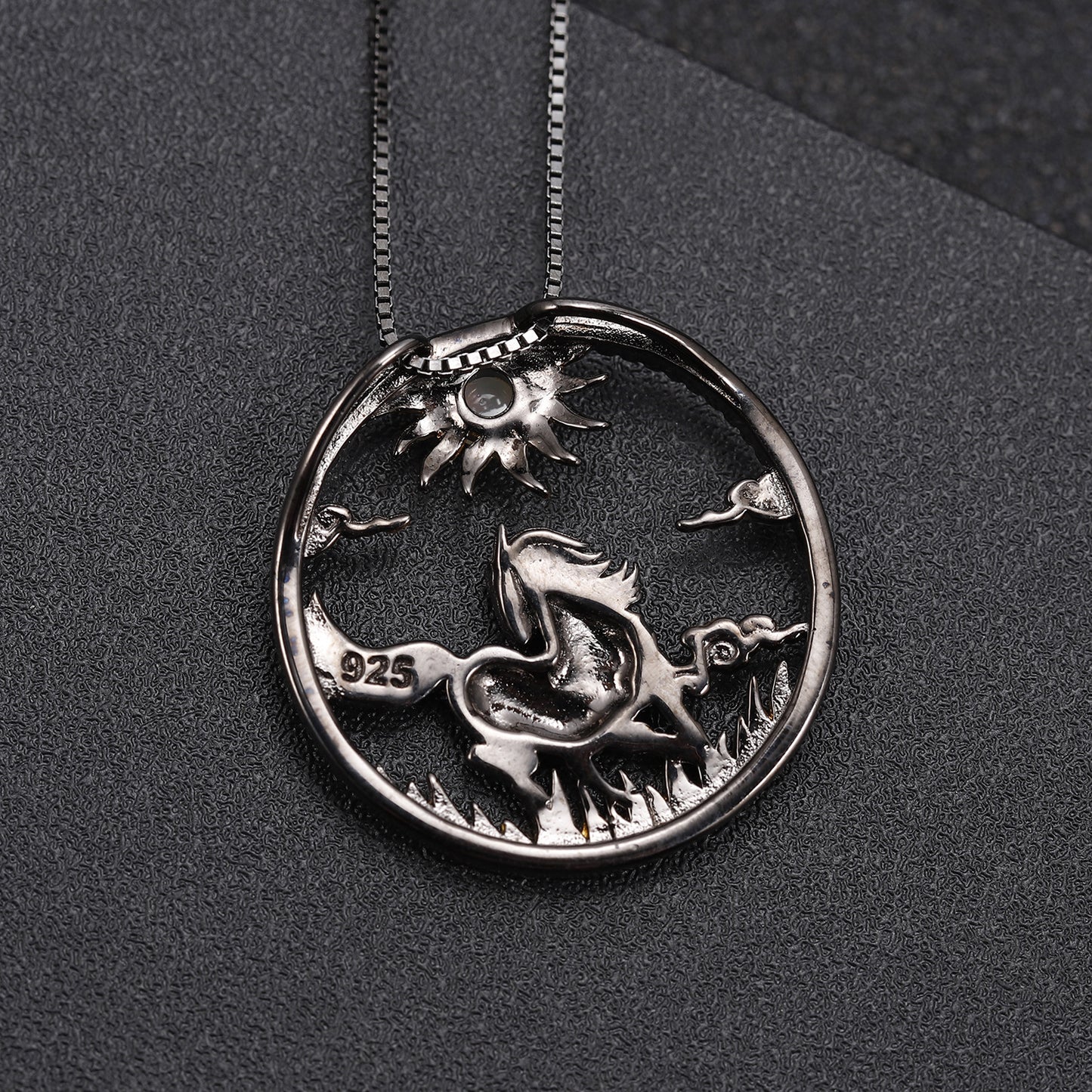 Designer Chinese Style Element Pendant Twelve Zodiac Series Horse 925Silver Natural Gemstone Necklace Pendant