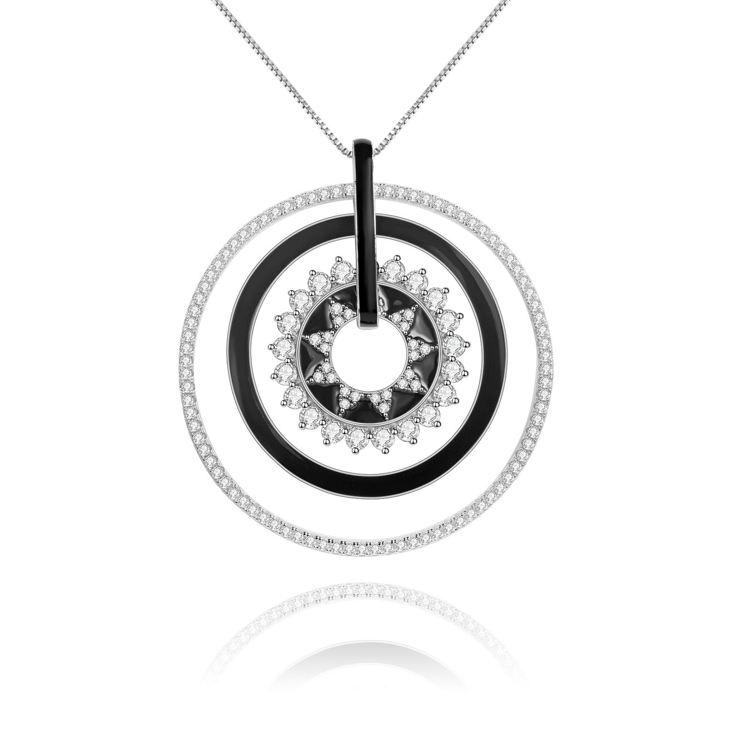 Designer Natural Garnet Enamel Pendant Unique Circular Design925Silver Color Gemstone Necklace Pendant