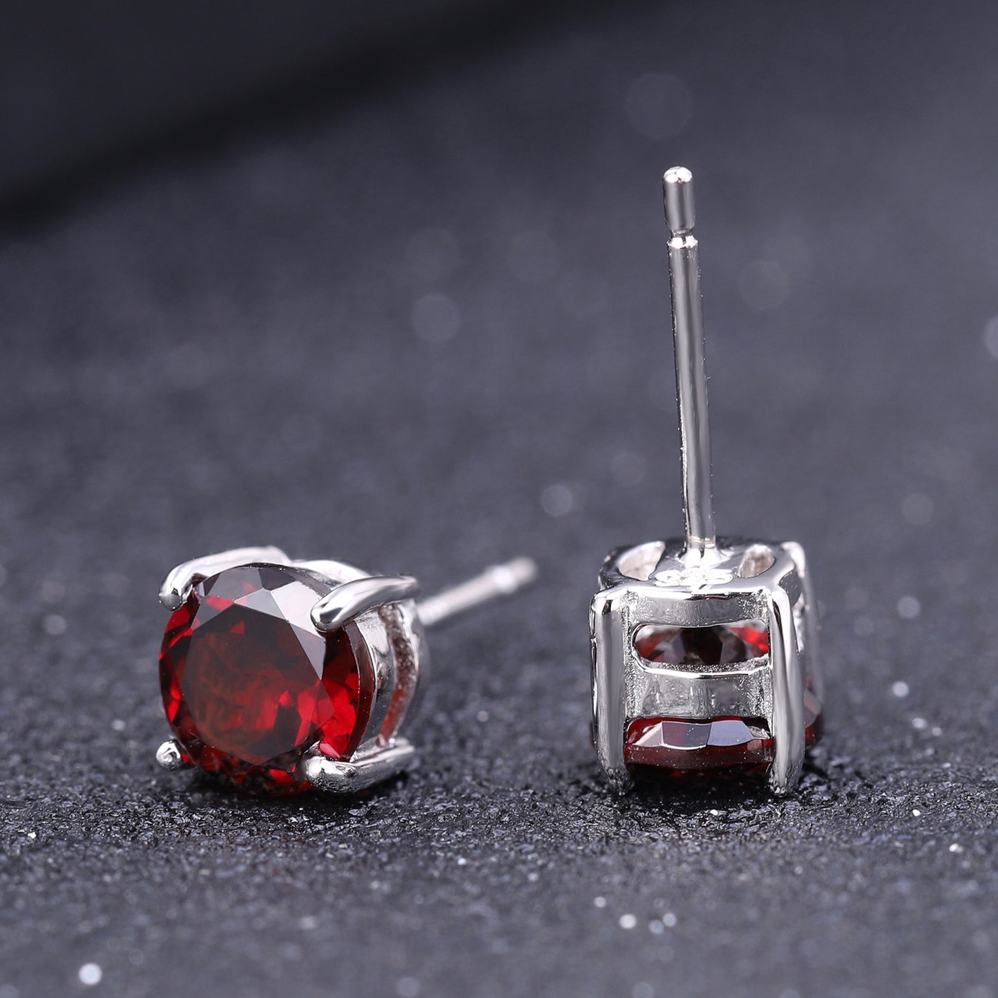 Natural Garnet Earrings Fashion Simple Style Elegant s925Sterling Silver Inlaid Natural Gemstone Earrings