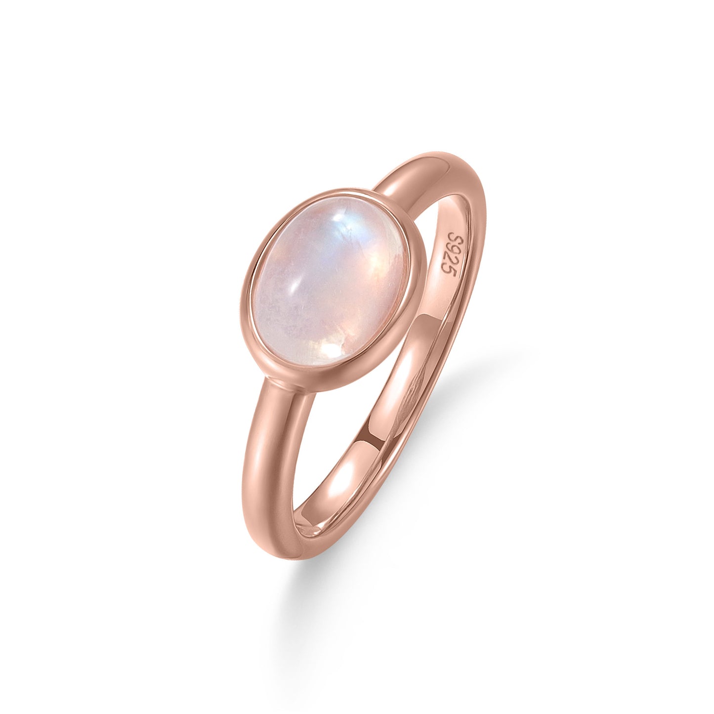 Stunningly Cool Sensation1.5Carat Gemstone Ring s925Silver Paved Natural Cream Blue Moonstone Ring Wholesale
