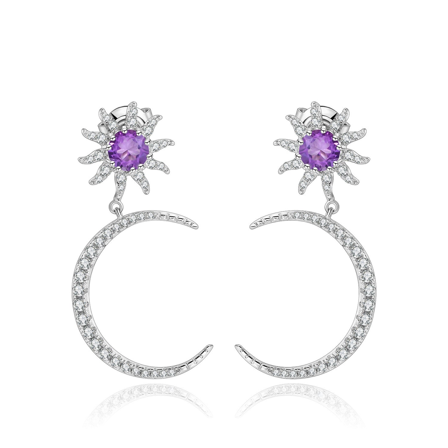 ins Natural Gemstone Hairpin Star Moon Earrings Gift for Girls925Sterling Silver Gemstone Earrings Jewelry