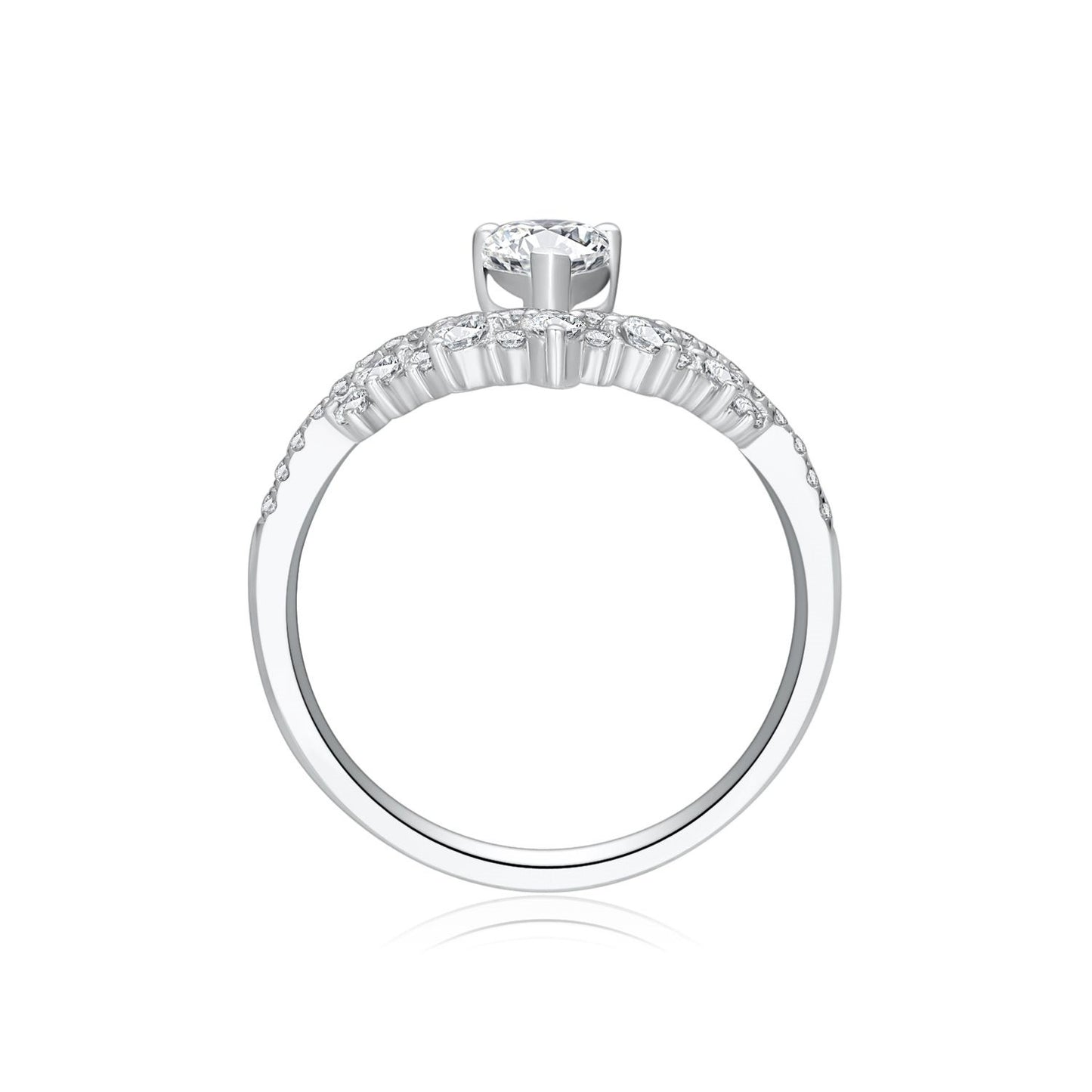 Crown Tassel18k Gold Inlaid Cultivated Diamond Engagement Ring0.48Carat Genuine Diamond White Gold Ring k Gold Ring Foreign Trade