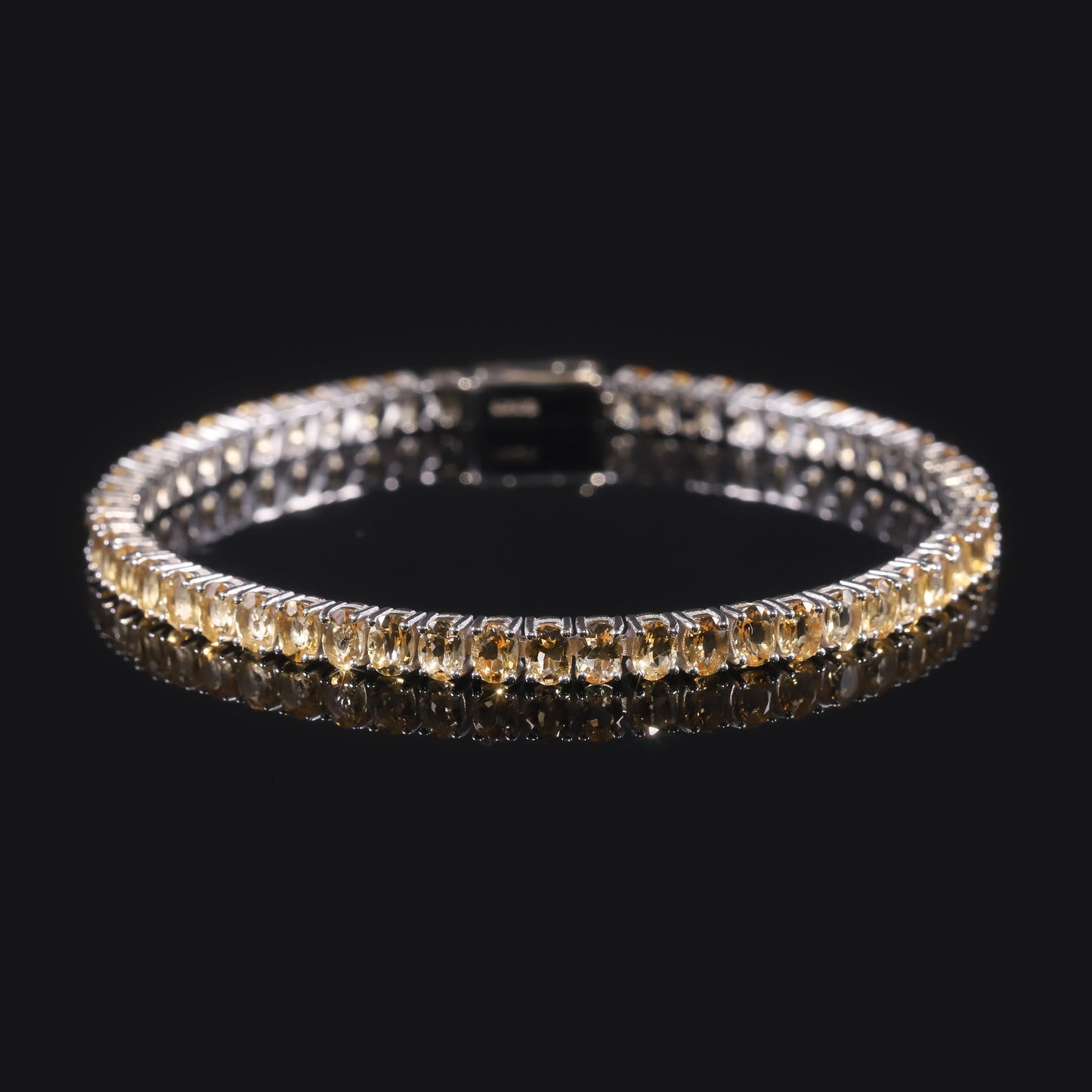 Gemstone Tennis Chain Oval High Quality s925New Style Pure Silver Inlaid Natural Yellow Crystal Bracelet