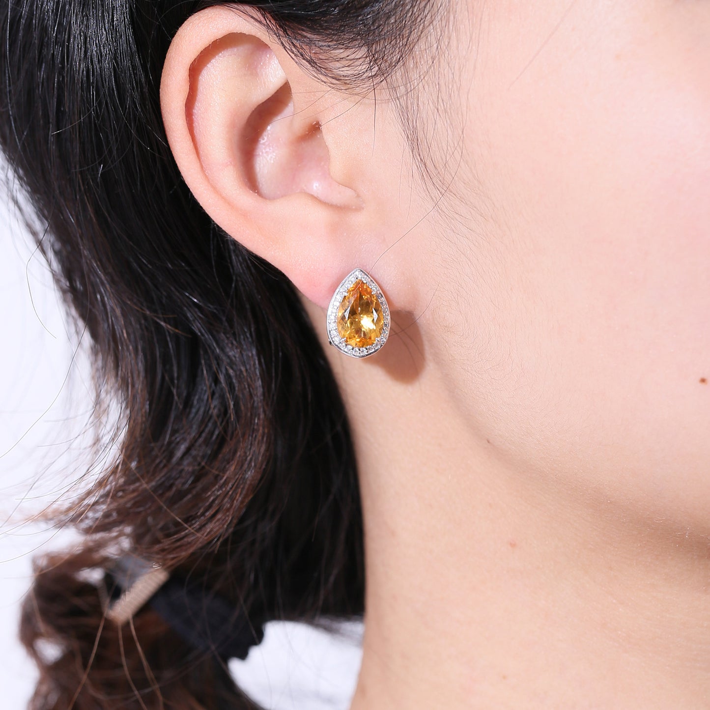 Luxurious and Exquisite Pear-Shaped Water Drop Crystal Earrings925Sterling Silver Inlaid Red and Blue Gemstone Stud Earrings Spring Summer New Style