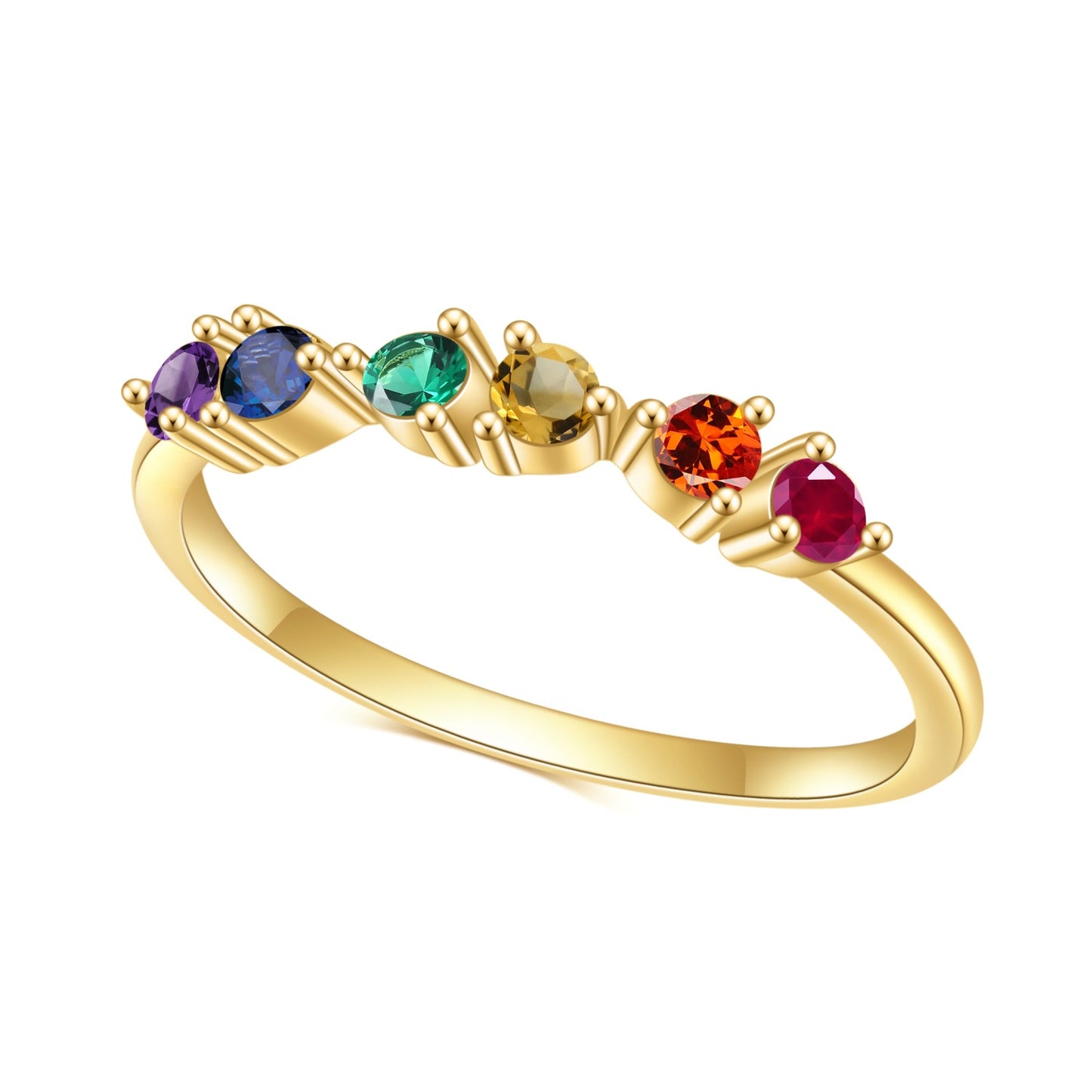 S925Sterling Silver Inlaid Colorful Gemstone Ring Set Light Luxury Fashionable Elegant Simple Style Plated14k Gold ring