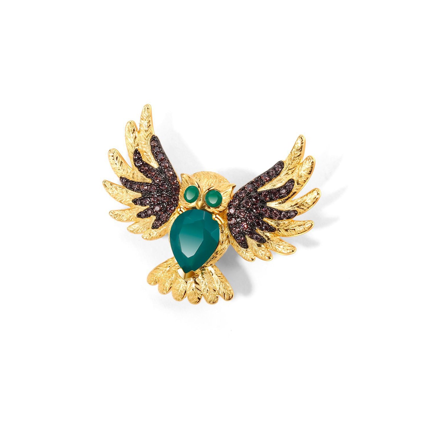 Designer Gemstone Brooch Pendant Owl Design with a Sense of Sophistication925Silver Natural Garnet Necklace Pendant