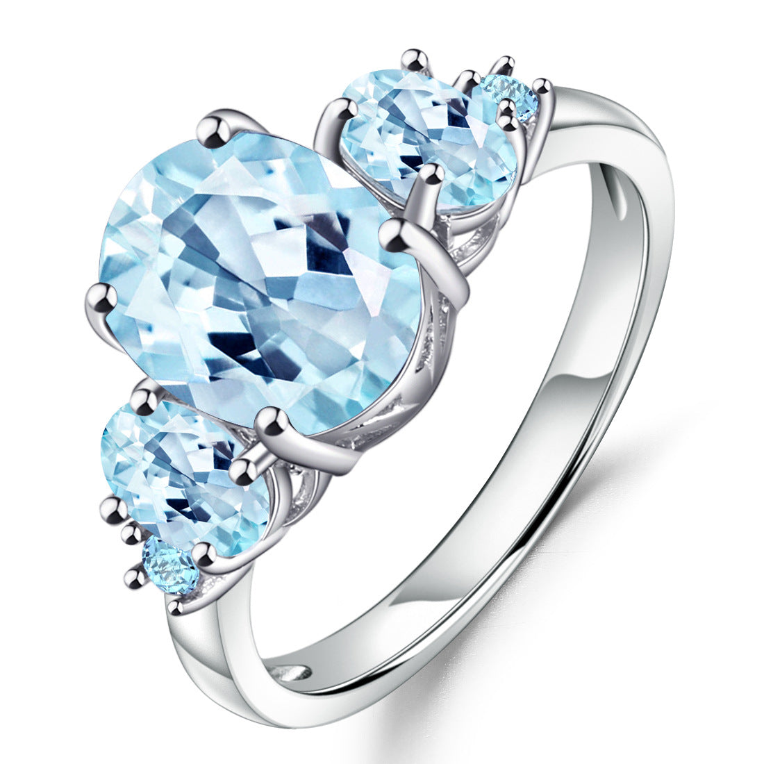 Natural Topaz Sterling Silver Gemstone Ring Luxurious Fashion Trend s925Silver Inlaid Natural Gemstone Ring