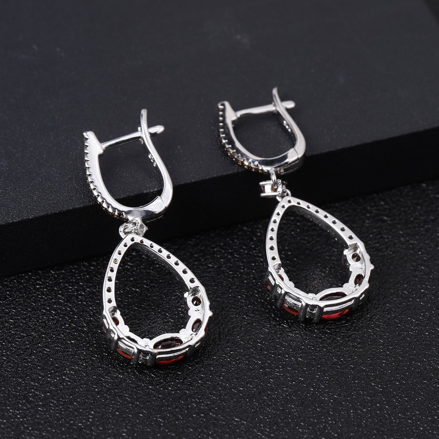 Luxurious and High-End Natural Garnet Earrings with a Sense of Design Prosperous Series925Silver Inlaid Gemstone Stud Earrings