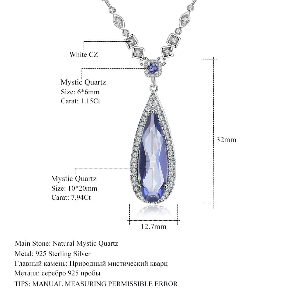 Luxurious Design High-End Inlaid Gemstone Jewelry Accessories Personality925Silver Color Gemstone Necklace Pendant