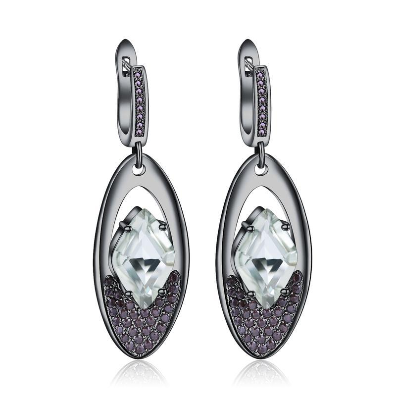 Italian Craft Designer Earrings Jewelry925Silver Inlaid Natural Gemstone Yellow Crystal Earrings