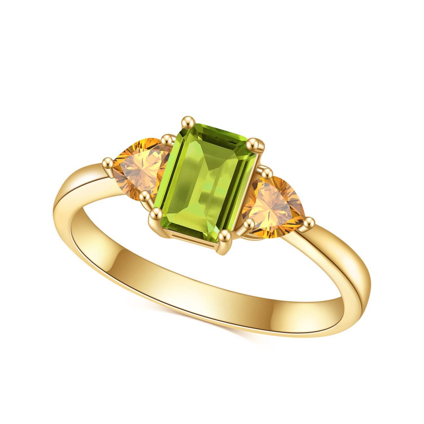 Minimalist Natural Gemstone Yellow Crystal Ring Fashionable and Simple s925Sterling Silver Plated18k Gold Inlaid Gemstone Ring