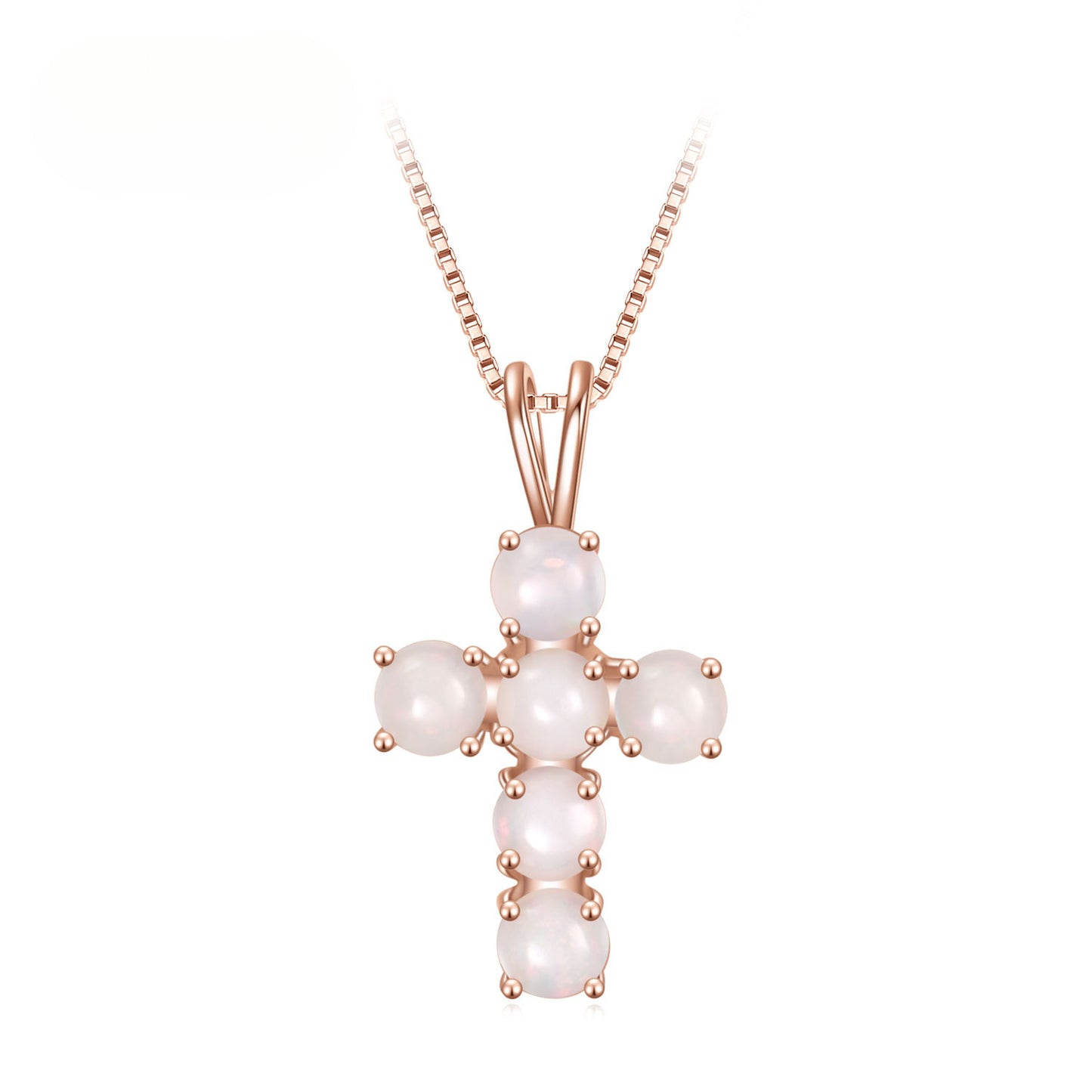 Natural Gemstone African Opal Necklace Pendant Cross s925Silver plating18k Rose Gold Inlaid Gemstone Pendant