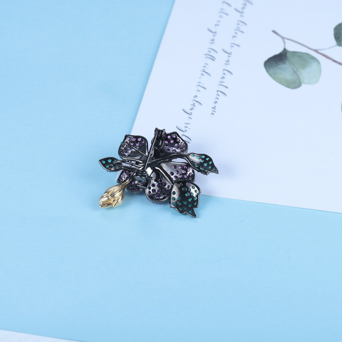 Designer Natural Yellow Crystal Brooch Pendant Dual-use Natural Style Flowers925Silver Color Gemstone Brooch Pendant