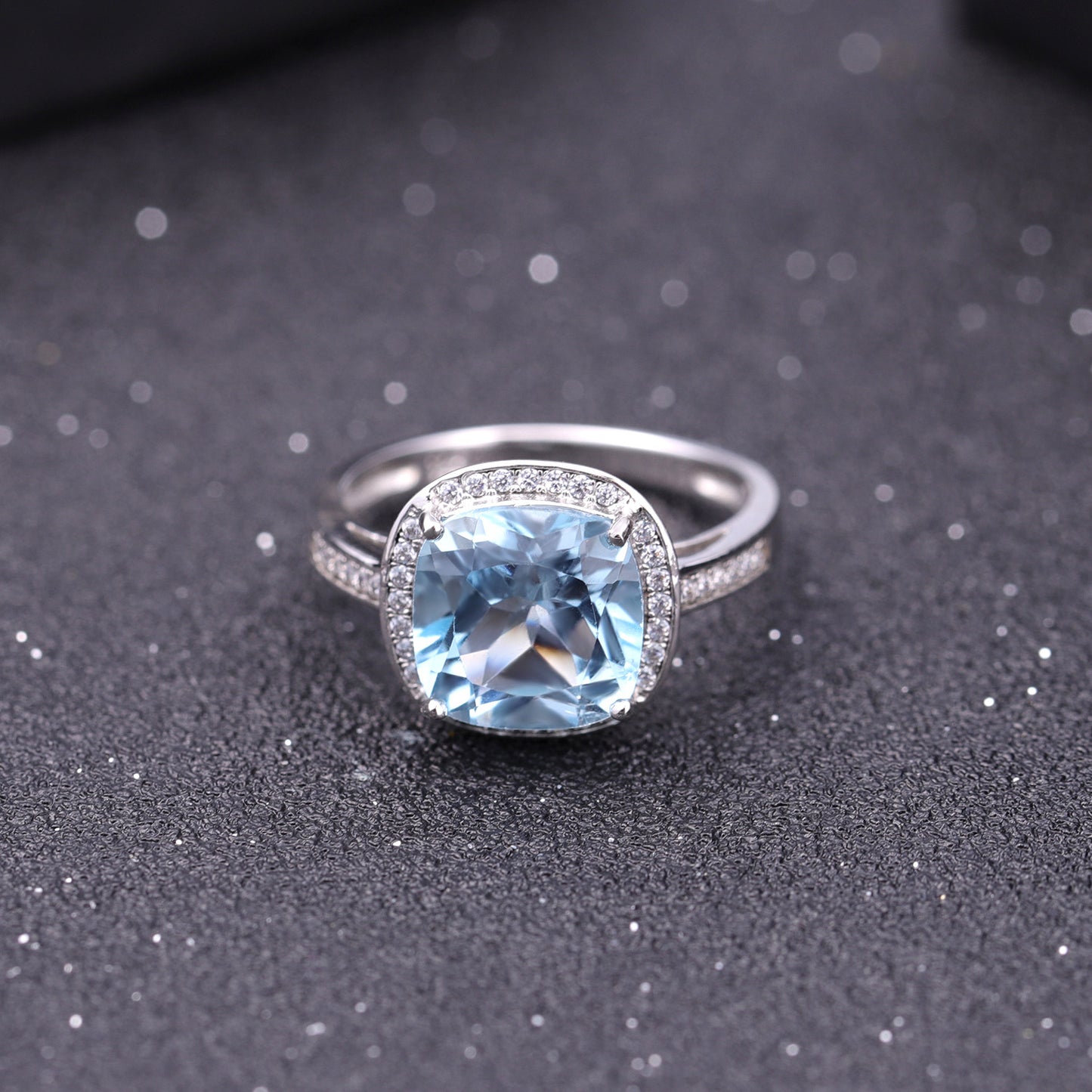Fashion Natural Topaz Ring for Women Light Luxury High-End Sense s925Silver Inlay10*10mm Natural Gemstone Ring
